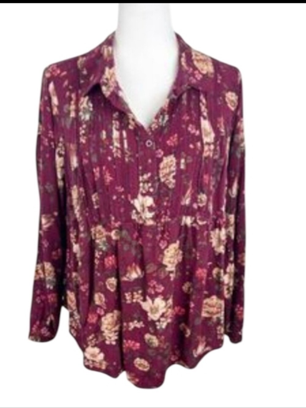 Torrid Textured Stretch Rayon Dark Academia Wine Floral Romantic Tunic Sz 3x